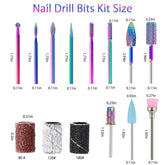 Pedicure Drill Bits10Pcs, 3/32 inch Tungsten Carbide Nail Drill Bit Set, Medicool Drill Bitswith 75Pcs File Sanding Bands